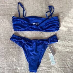 Frankie's Bikinis Cobalt Blue Bandeau Bikini Set